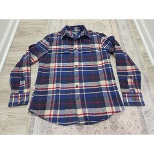 LL Bean Signature Slim Fit Plaid Flannel Button Shirt Mens Medium MT Blue Red